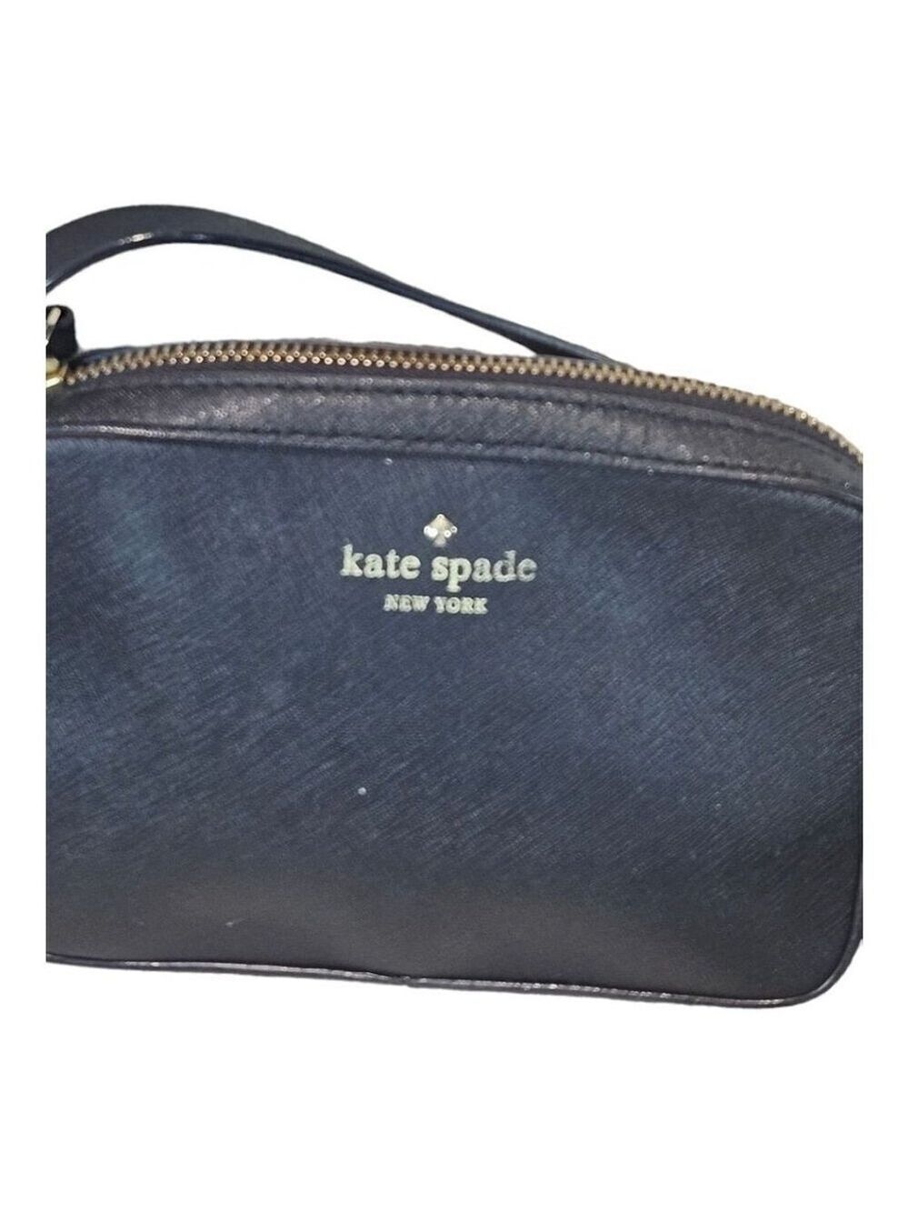Kate Spade Black Zipper Closure Adjustable Strap Leather Crossbody Handbag